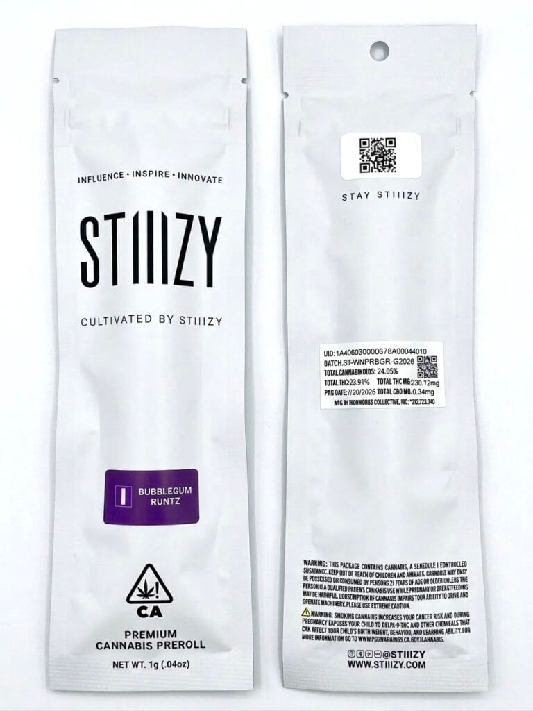 STIIIZY Bubblegum Runtz — 1g Premium Cannabis Preroll